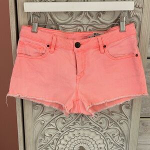 Fox Neon Coral Pink Denim Jean Shorts